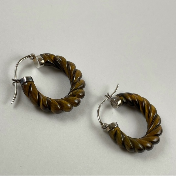 Tigers Eye Twisted Hoops - Picture 6 of 6